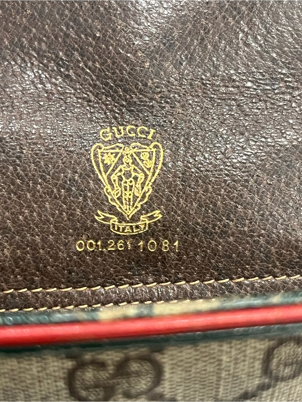 Gucci Monogram Crossbody Bag in Beige with Red Trim - Picture 10 of 17